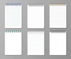 Realistic diary notebooks 3d paper notepads vector