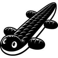 Inflatable swimming mattress in dinosaur shape in monochrome. Safe children holiday on beach with inflatable reptile. Simple minimalistic in black ink drawing on white background vector