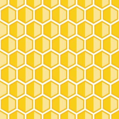 Flat Yellow Honeycomb Hexagon Seamless Pattern