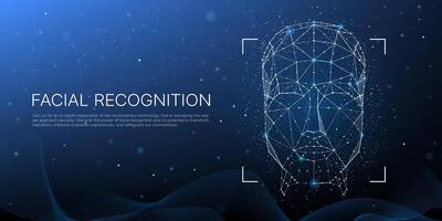 Face recognition technology 3d geometric wireframe vector