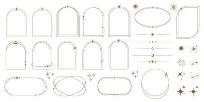 Celestial frame, arch and border, y2k arcs vector