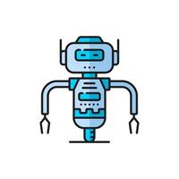 futurista droide, virtual larva del moscardón o robot línea icono vector