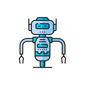 Futuristic droid, virtual bot or robot line icon vector