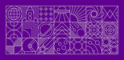 Galaxy space modern geometric pattern, linear grid vector