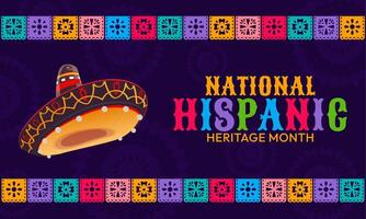 National hispanic heritage month banner, sombrero vector