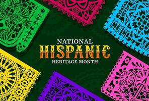 Papel picado paper cut flags, Hispanic heritage vector