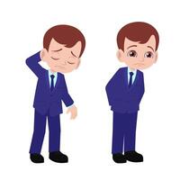 young cute little boy in school uniform suit unhappy and emotion feel sorry vector