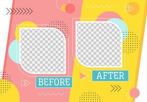 Before after template, border, photo frames vector