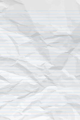 White clean crumpled notebook paper with lines