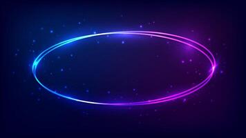 Neon oval frame with shining effects vector