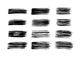 Set of black hand drawn brush strokes vector