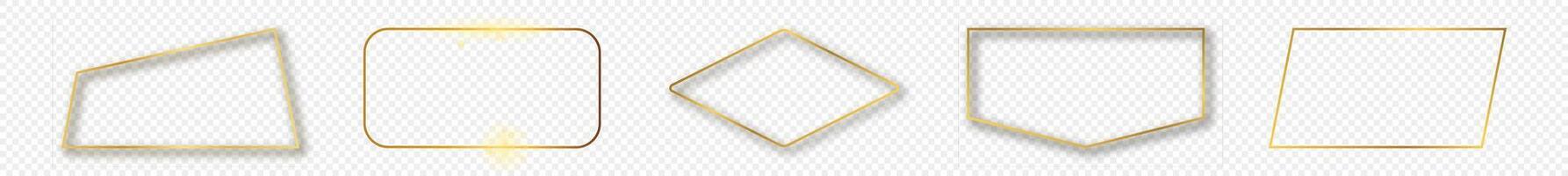 Gold glowing different geometric shape frame vector