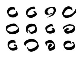 Black grunge brush strokes in circle form vector