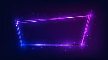 Neon double frame with shining effects vector