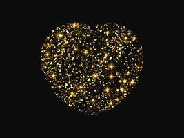 Gold glitter heart on dark background vector