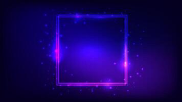 Neon double square frame vector