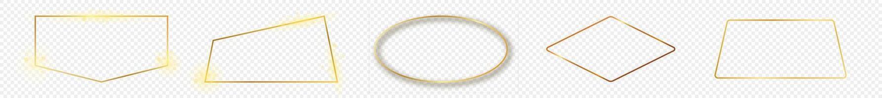 Gold glowing different geometric shape frame vector