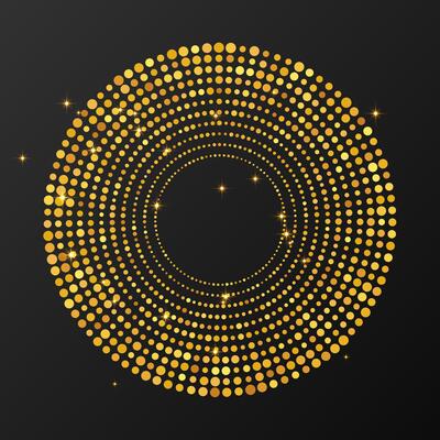 Abstract gold glowing halftone dotted background