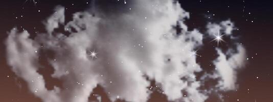 Night sky with clouds and many stars vector