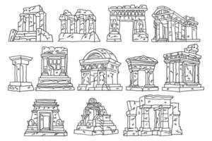 el imagen es un conjunto de doce diferente arquitectónico diseños vector