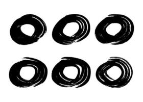 Black grunge brush strokes in circle form vector