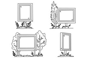 Four signs with trees and grass in the background vector