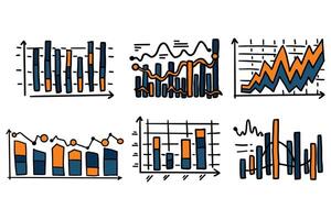 A set of graphs with different shapes and sizes vector