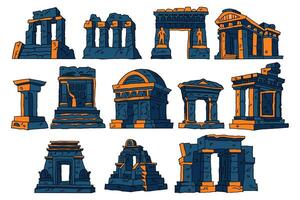 The image is a set of twelve different architectural designs vector