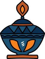 A black and white drawing of a lantern with a lit candle inside vector