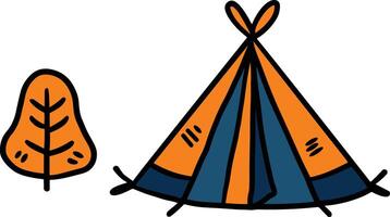 A tent with a door and a window vector
