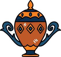 A trophy cup with a leaf design on it vector