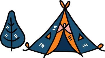A tent with a door and a window vector