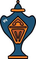 A trophy cup with a leaf design on it vector