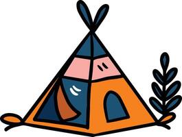 A tent with a door and a window vector