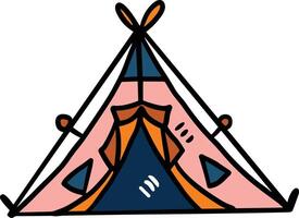 A tent with a door and a window vector