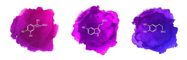 Neurotransmitters illustration on watercolor background vector