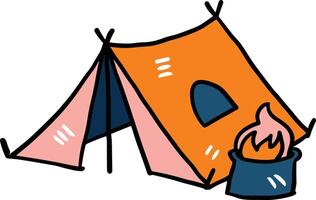 A tent with a door and a window vector