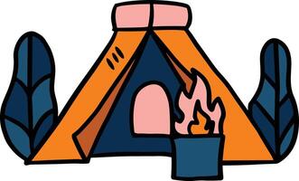 A tent with a door and a window vector