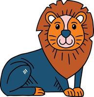 A lion is sitting on the ground with its head tilted to the side vector