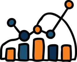 A graph with a line going up and a box with a number on it vector