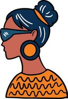 A woman with a head scarf and beads on her head vector