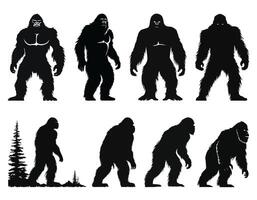 Set of Bigfoot Black Color Illustration vector