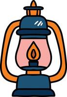 A black and white drawing of a lantern with a lit candle inside vector