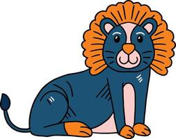 A lion is sitting on the ground with its head tilted to the side vector