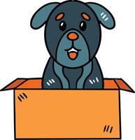 A dog is sitting in a box vector