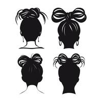 Set of Messy Bun Black Color Illustration vector