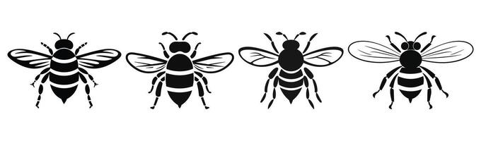 Bees Black Color Illustration vector