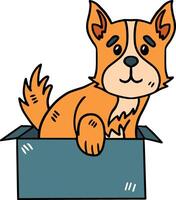 A dog is sitting in a box vector