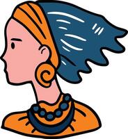 A woman with a head scarf and beads on her head vector