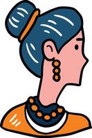 A woman with a head scarf and beads on her head vector